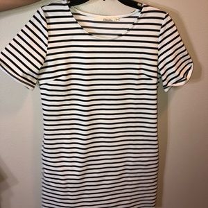 Black and White Striped T shirt Dress